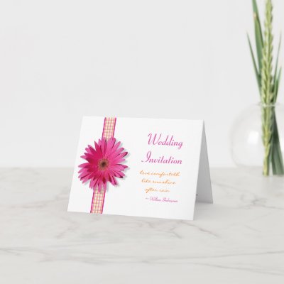 Pink Gerbera Daisy Wedding Invitation Card by wasootch The text on this 