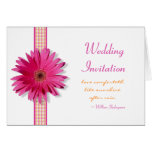 Pink Gerbera Daisy Wedding Invitation Card
