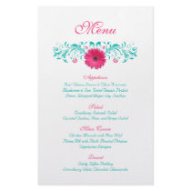Pink Gerbera Daisy Wedding Menu Card