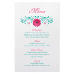 Pink Gerbera Daisy Wedding Menu Card flyers