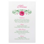 Pink Gerbera Daisy Wedding Menu Card flyers