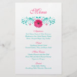 Pink Gerbera Daisy Wedding Menu Card Flyers