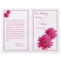 Pink Gerbera Daisy Wedding Program
