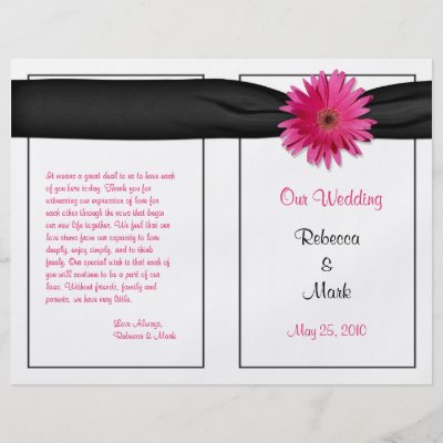 Daisy Wedding Programs on Pink Gerbera Daisy Wedding Program Flyer Design   Zazzle Co Uk