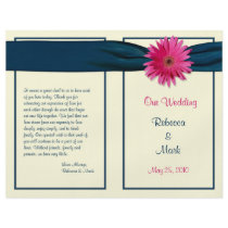 Pink Gerbera Daisy Wedding Program