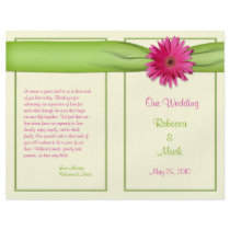 Pink Gerbera Daisy Wedding Program