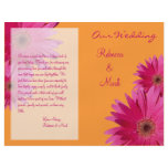 Pink Gerbera Daisy Wedding Program flyers