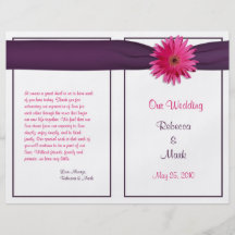 Pink Gerbera Daisy Wedding Program Flyer