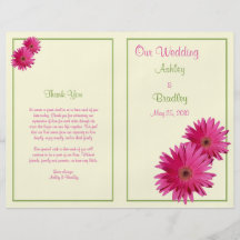Pink Gerbera Daisy Wedding Program Flyer Design