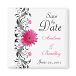Pink Gerbera Daisy Wedding Save the Date Magnet