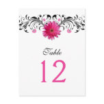 Pink Gerbera Daisy Wedding Table Number Card Post Cards