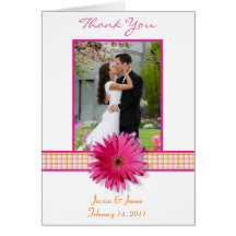 Pink Gerbera Daisy Wedding Thank You Card