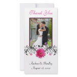 Pink Gerbera Daisy Wedding Thank You Photo Card photo cards