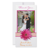 Pink Gerbera Daisy Wedding Thank You Photocard