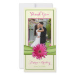 Pink Gerbera Daisy Wedding Thank You Photocard