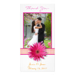 Pink Gerbera Daisy Wedding Thank You Photocard Photo Greeting Card