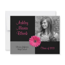 Pink Gerbera Photo Graduation Invitation