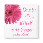 Pink Gerbera Save the Date Fridge Magnets