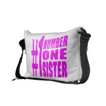 Pink Gifts for Sisters : Number One Sister Messenger Bag