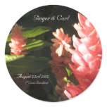 Pink Ginger Tropical Flowers Envelope Seals stickers
