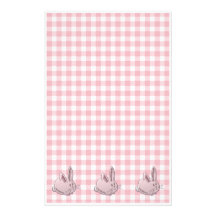 pink gingham and bunnies stationery paper