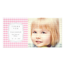 Pink Gingham - Any Occasion Thank you Photo Card Template