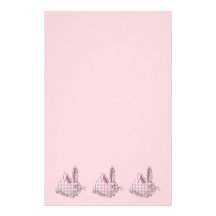 pink gingham bunnies customized stationery
