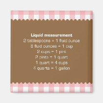 Pink gingham liquid measure chart kitchen helper magnets