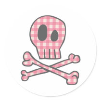 Pink Gingham Pirate Stickers