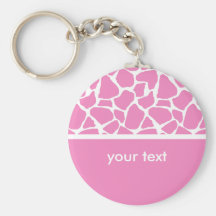 Pink Giraffe Print Customisable Key chain