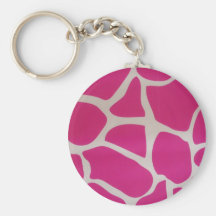 Pink Giraffe Print Keychain