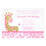 Pink Giraffe Valentines Day Birthday Invitation invitations