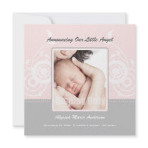 Pink Girl Photo Birth Announcement