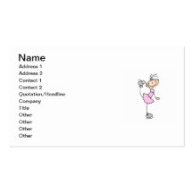 Pink Girl Stick Figure Ice Skater Business Cards