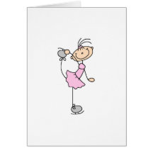 Pink Girl Stick Figure Ice Skater Cards