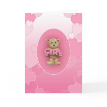 Pink Girl Teddy Bear Greeting Card