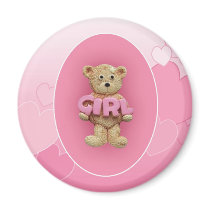 Pink Girl Teddy Bear magnets