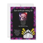 Pink Girls Photo Bowling Party Invitation
