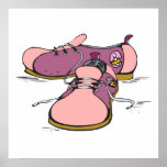 pink girly bowling shoes graphic poster