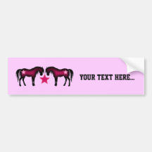 Pink Girly Personalised Horse Bumper Stickers