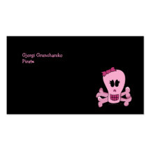 Pink Girly Skull with Bow Halloween or Pirate Business Card