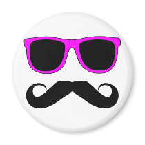 Pink Glasses Moustache Retro magnets