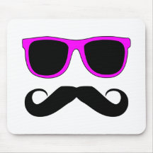 Pink Glasses Moustache Retro Mouse Mats