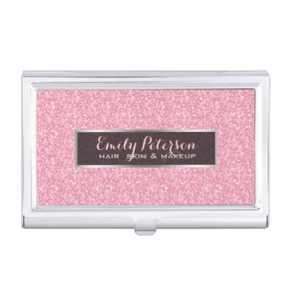 Pink Glitter And Black Silver Accents Business Card Holders