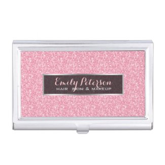 Pink Glitter And Black Silver Accents Business Card Holders
