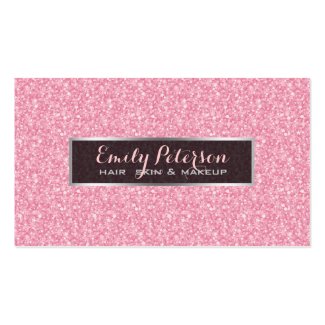 Pink Glitter And Black Silver Accents Pack Of Standard Business Cards