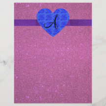 Pink glitter monogram blue roses custom flyer