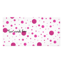 Pink glitter polka dots customised photo card