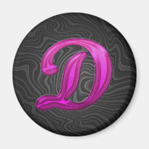 Pink Glittery Initial - D Fridge Magnet