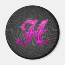 Pink Glittery Initial - H Fridge Magnets